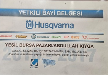 Husqvarna Yetkili Bayi Belgesi