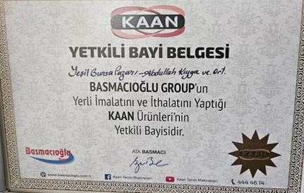 Kaan Yetkili Bayi Belgesi